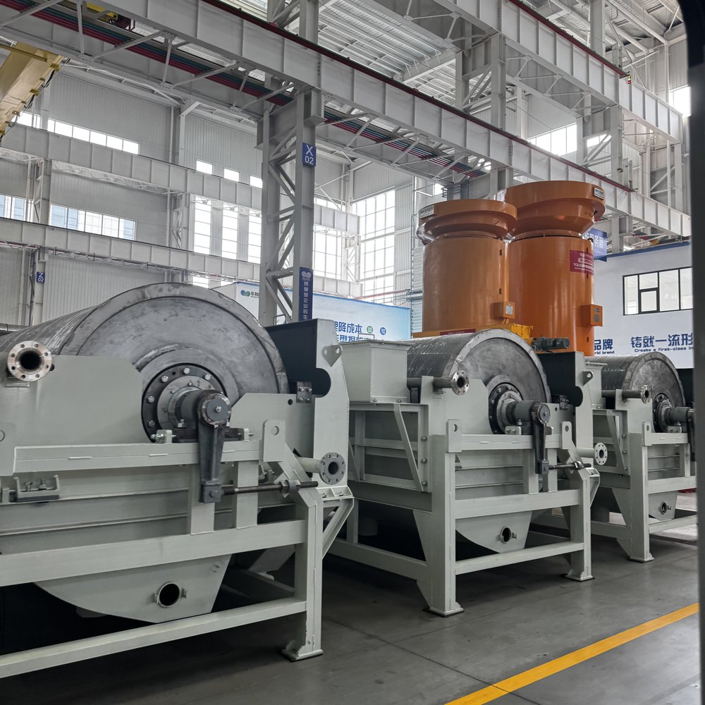 Magnetic separation equipment on a factory floor in China
