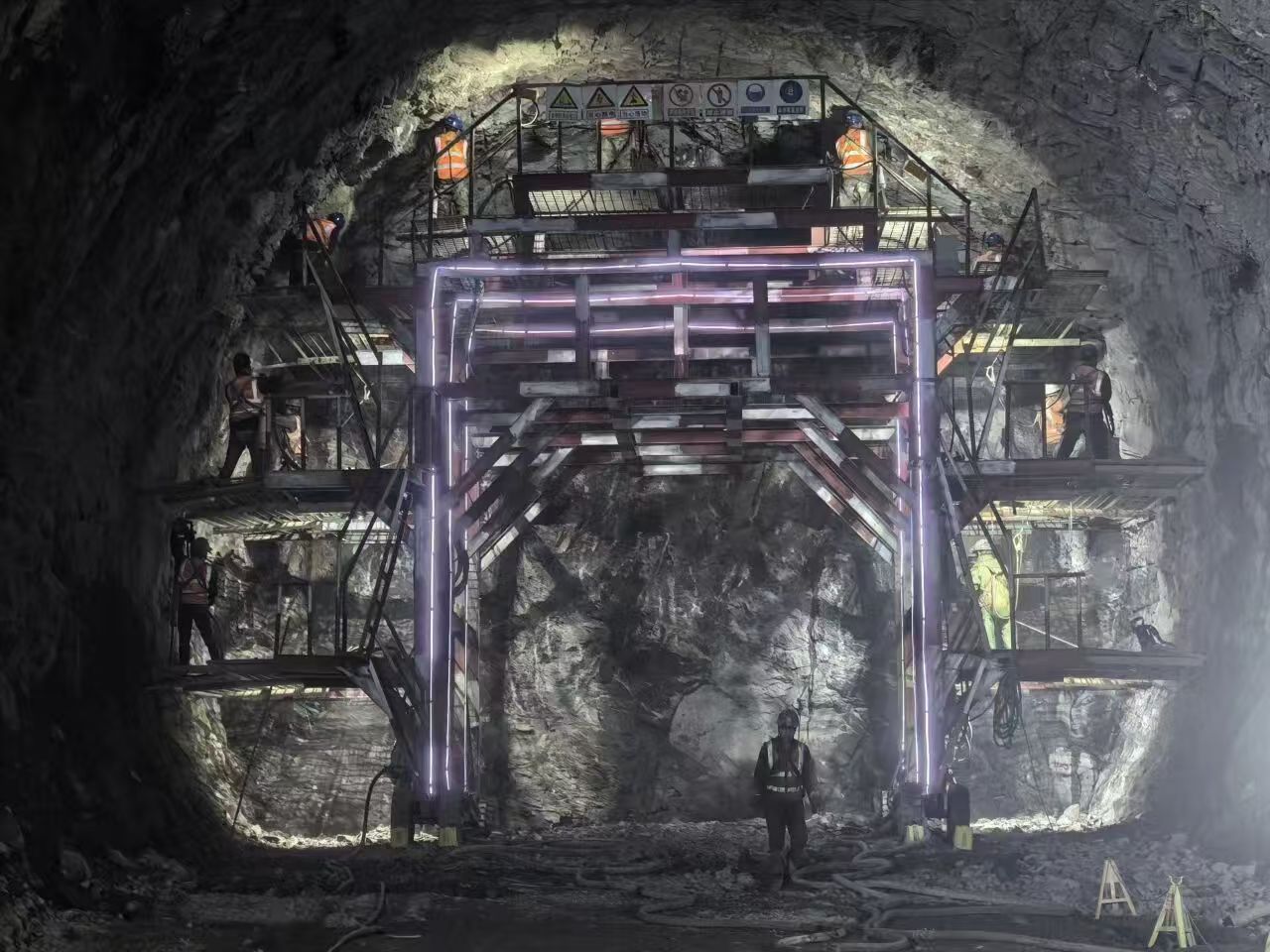Pumped Storage Hydropower Station — underground powerhouse cavern under construction